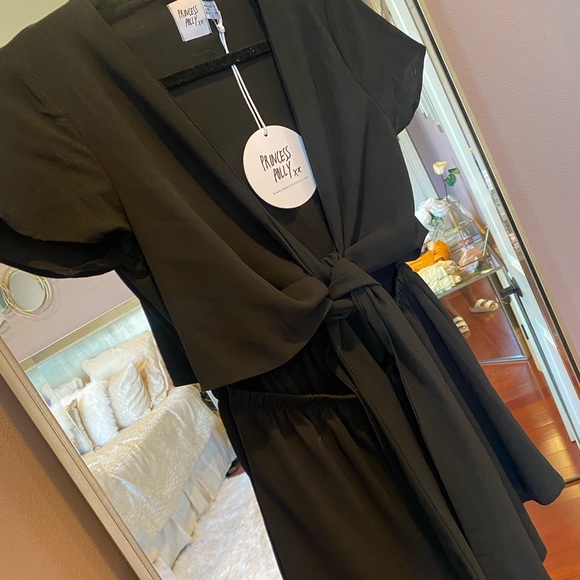 Black Sweet Sahara Tie Front Playsuit- US 4 - Picture 1 of 4